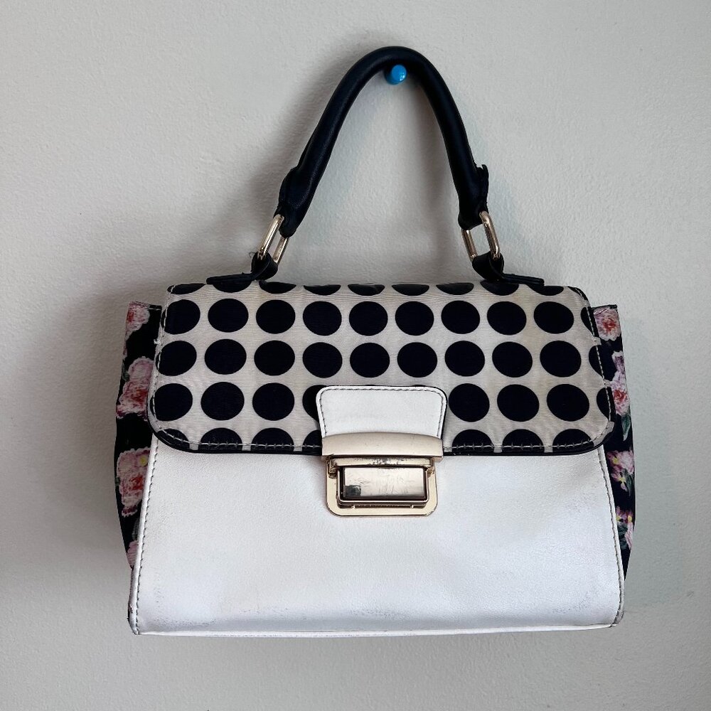 Aldo Polka Dot Handbag with Floral Accents